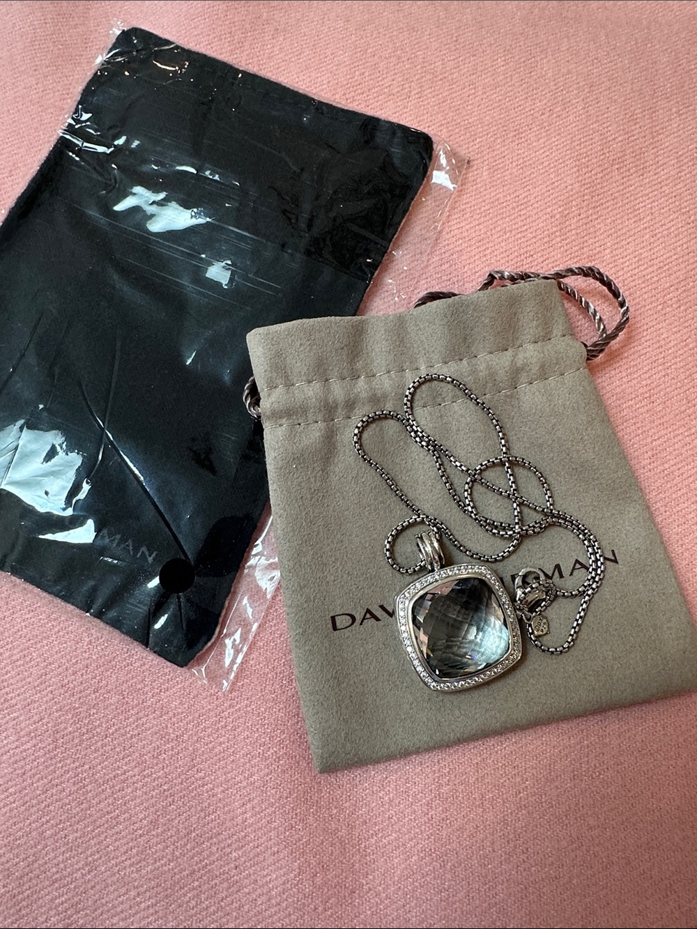 David Yurman Albion Collection. Smokey Quartz with Diamonds in Sterling Silver
